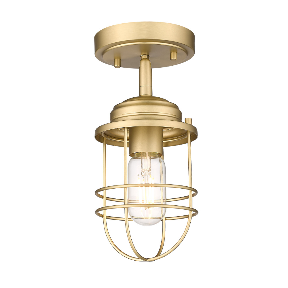 Golden Lighting Seaport 1-light Semi-Flush Mount in Brushed Champagne Brass